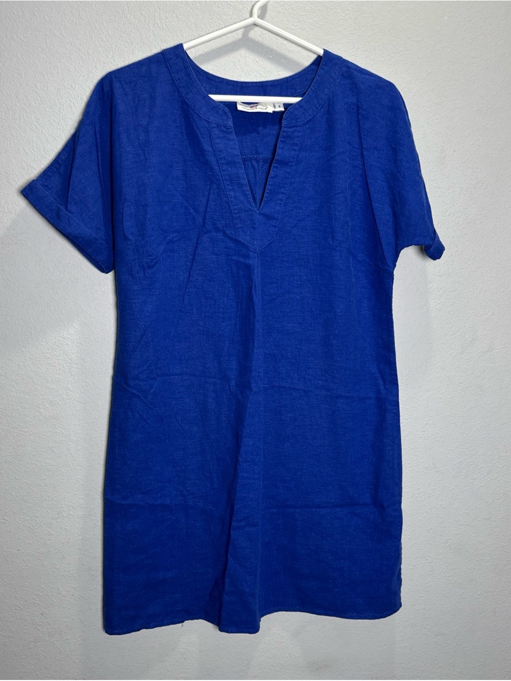 Vineyard Vines Royal Blue Short Sleeve Dolman shift Dress linen blend